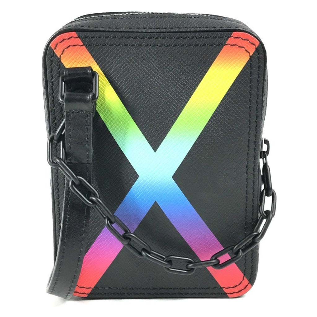 Louis Vuitton Black Multi-Color Taiga Leather Pochette Shoulder Bag