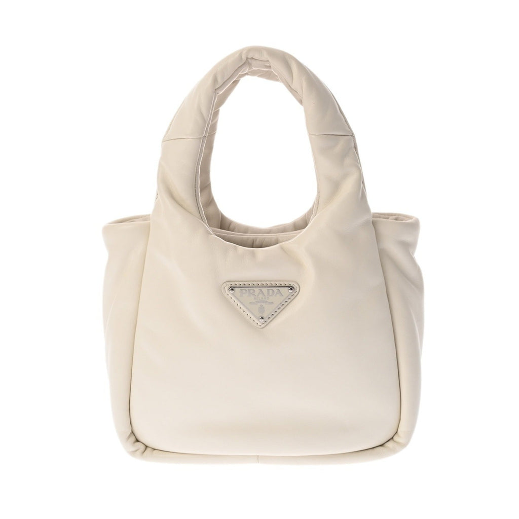 Prada White Leather Handbag Tote Bag