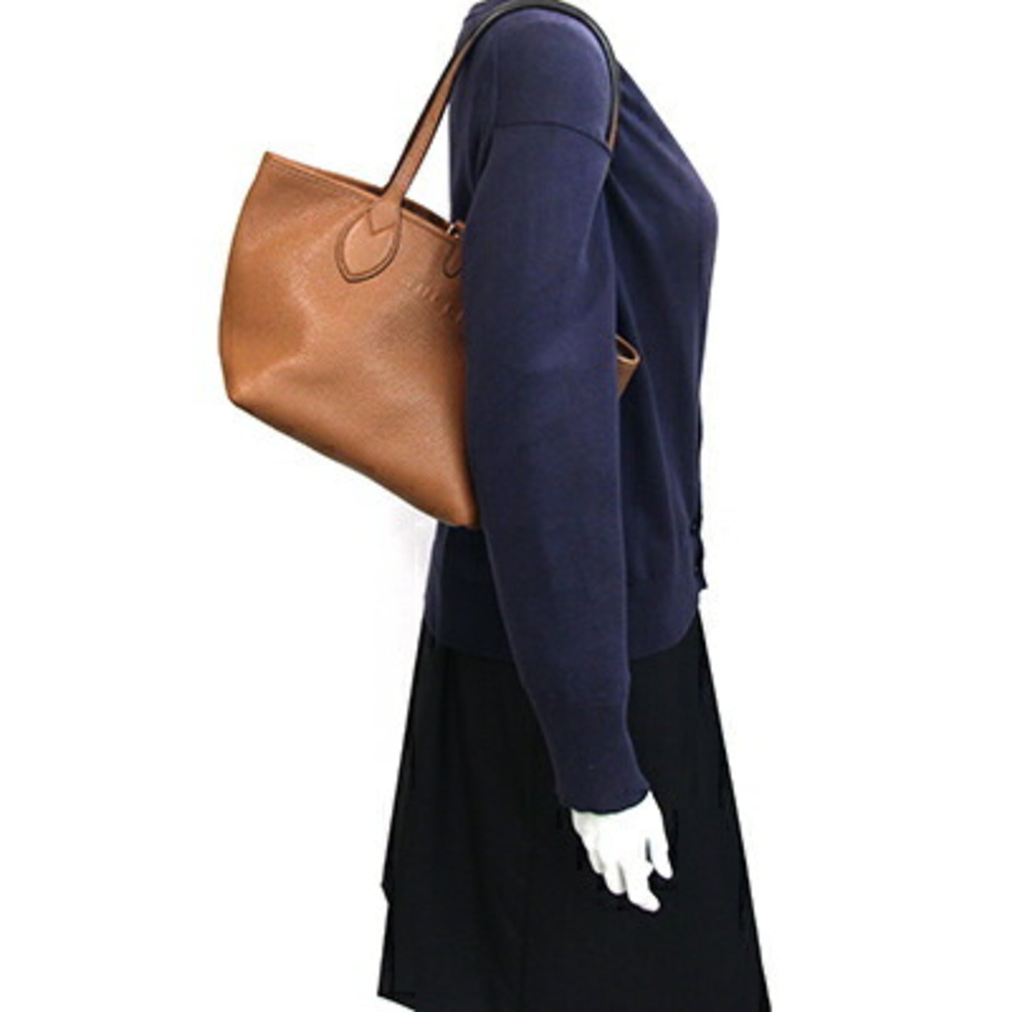 Gucci Brown Gg Canvas Leather Tote Bag (Pre-Owned)