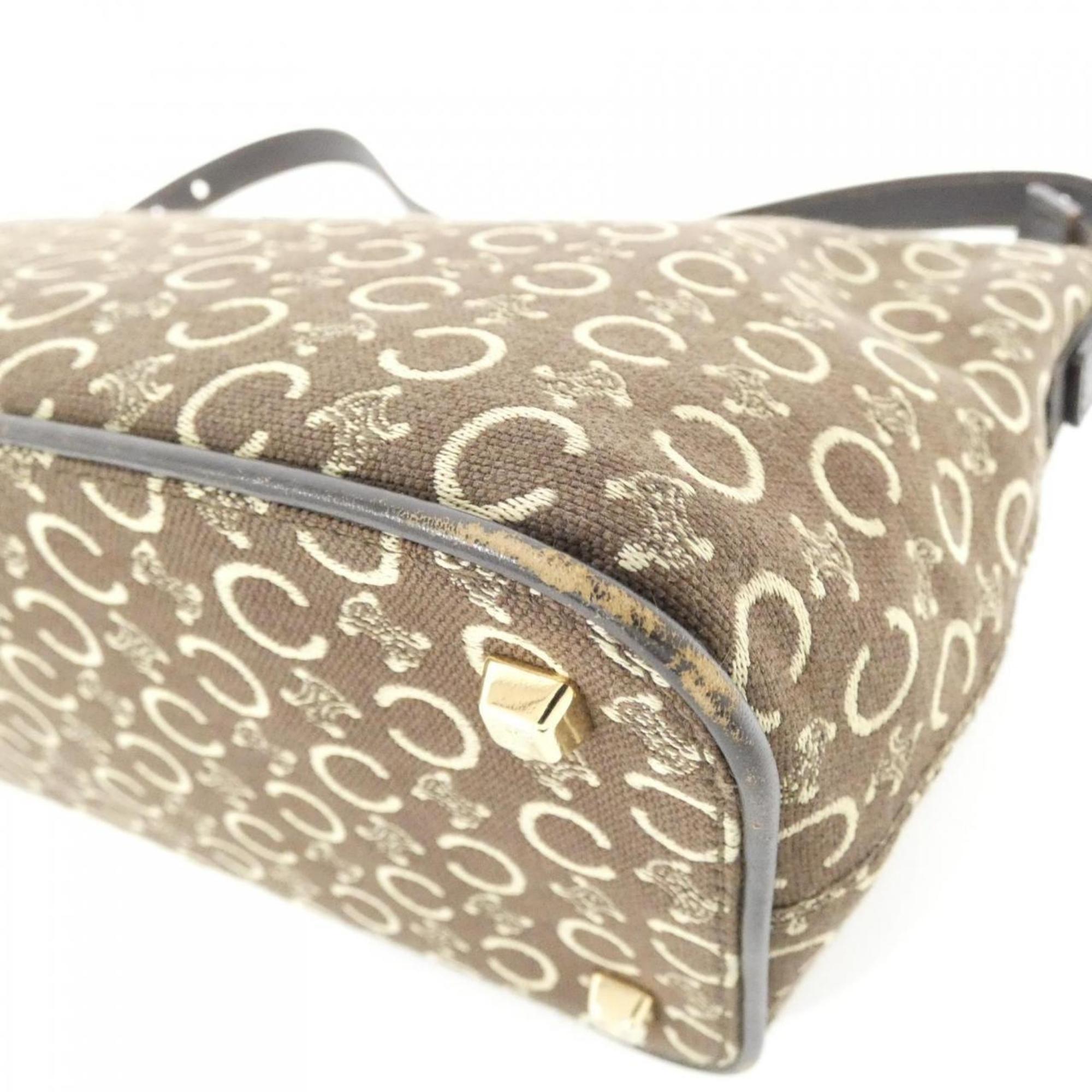 Celine Brown Canvas Shoulder Bag