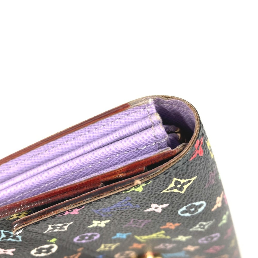 Louis Vuitton Black Multi-Color Purple Monogram Multicolore Canvas Chain/Shoulder Wallet