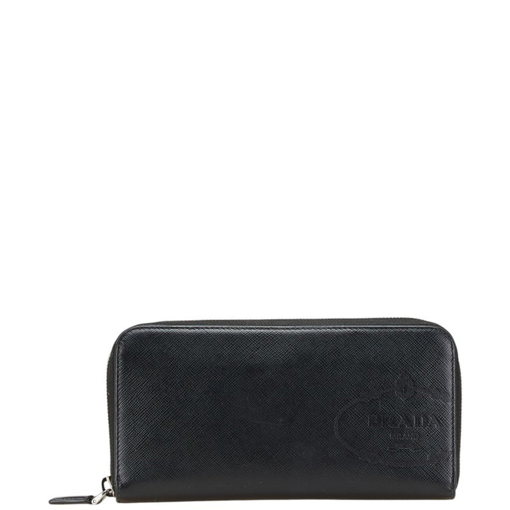 Prada Black Leather Long Wallet (Bi-Fold)