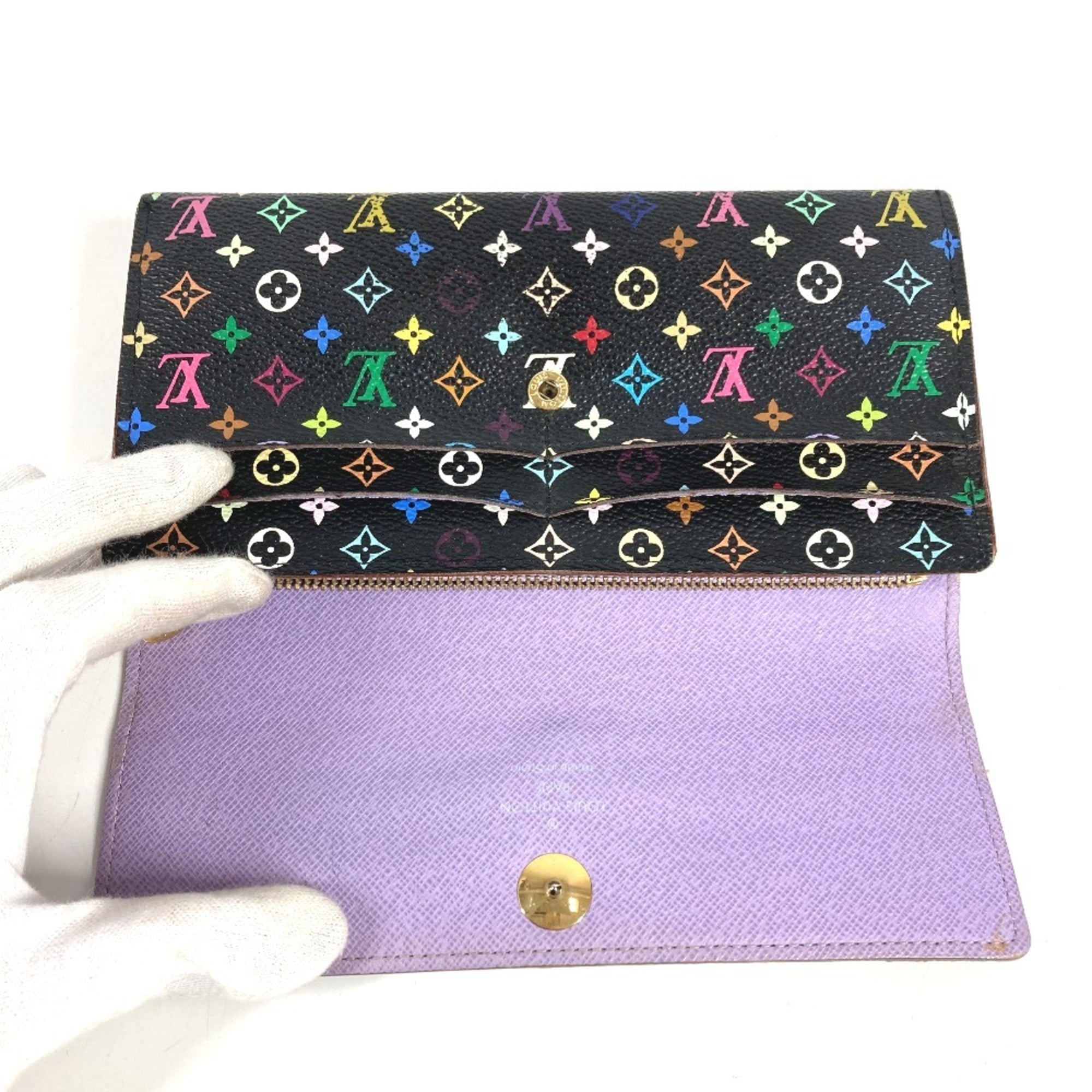 Louis Vuitton Black Multi-Color Purple Monogram Multicolore Canvas Chain/Shoulder Wallet