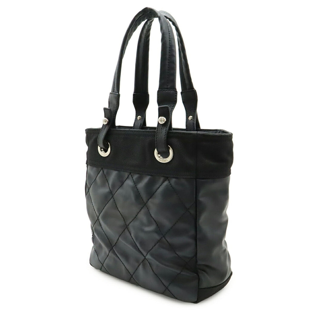 Chanel Black Coated Canvas Leather Shoulder Bag Tote Bag