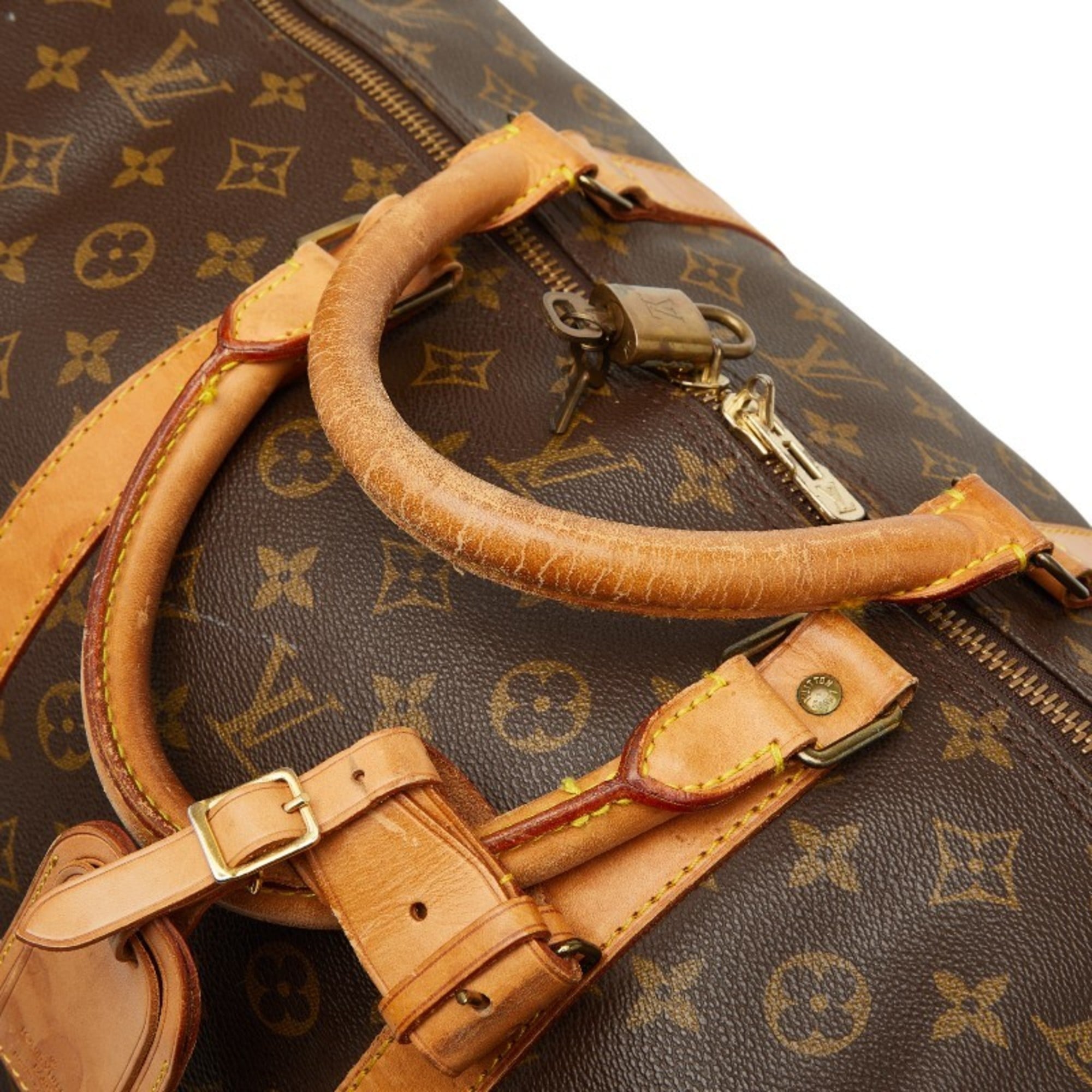 Louis Vuitton Brown Pvc Leather Boston Bag Shoulder Bag