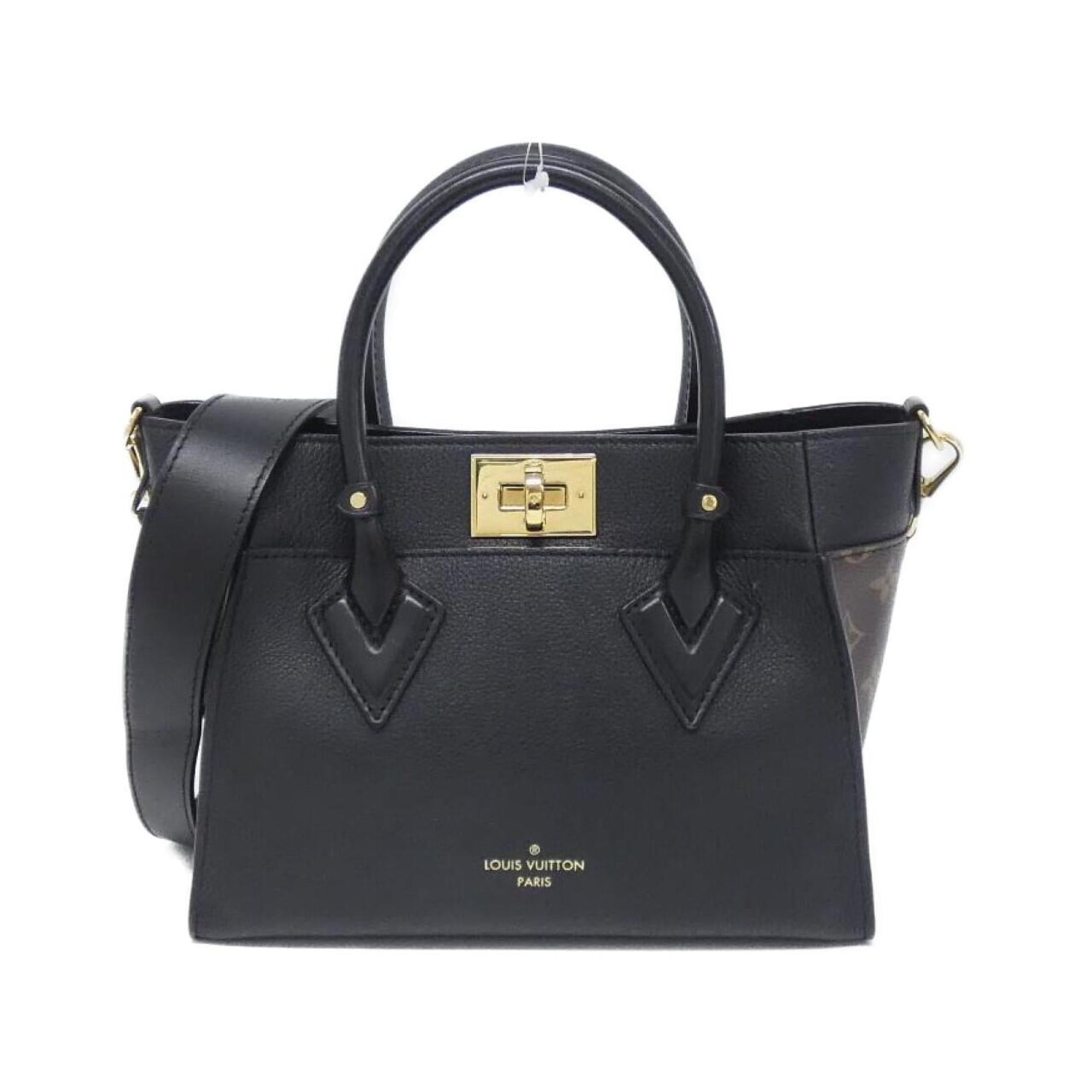 Louis Vuitton Black Leather Coated Canvas Handbag