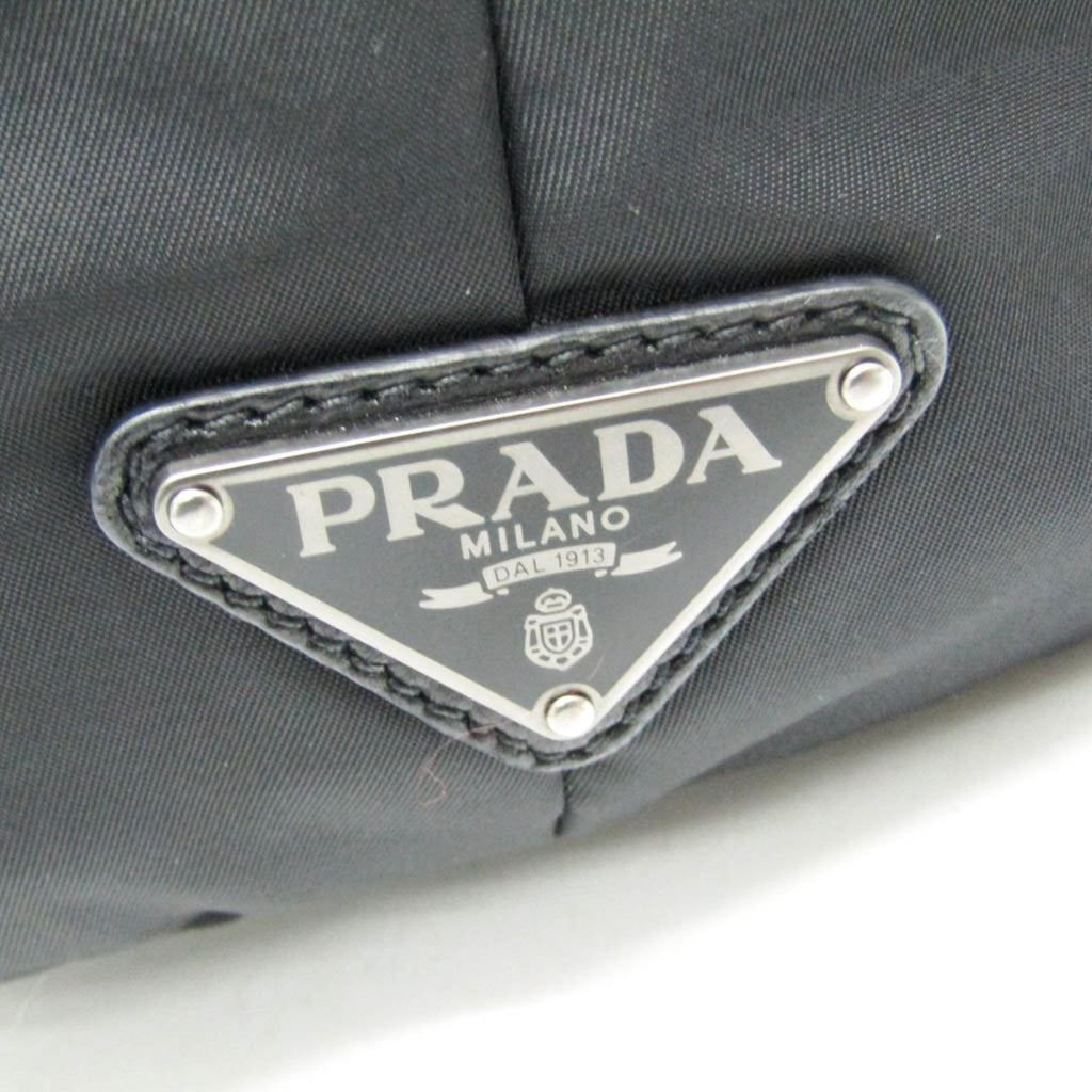 Prada Convertible Double Tote Nappa Leather And Tessuto Black Nylon Handbag