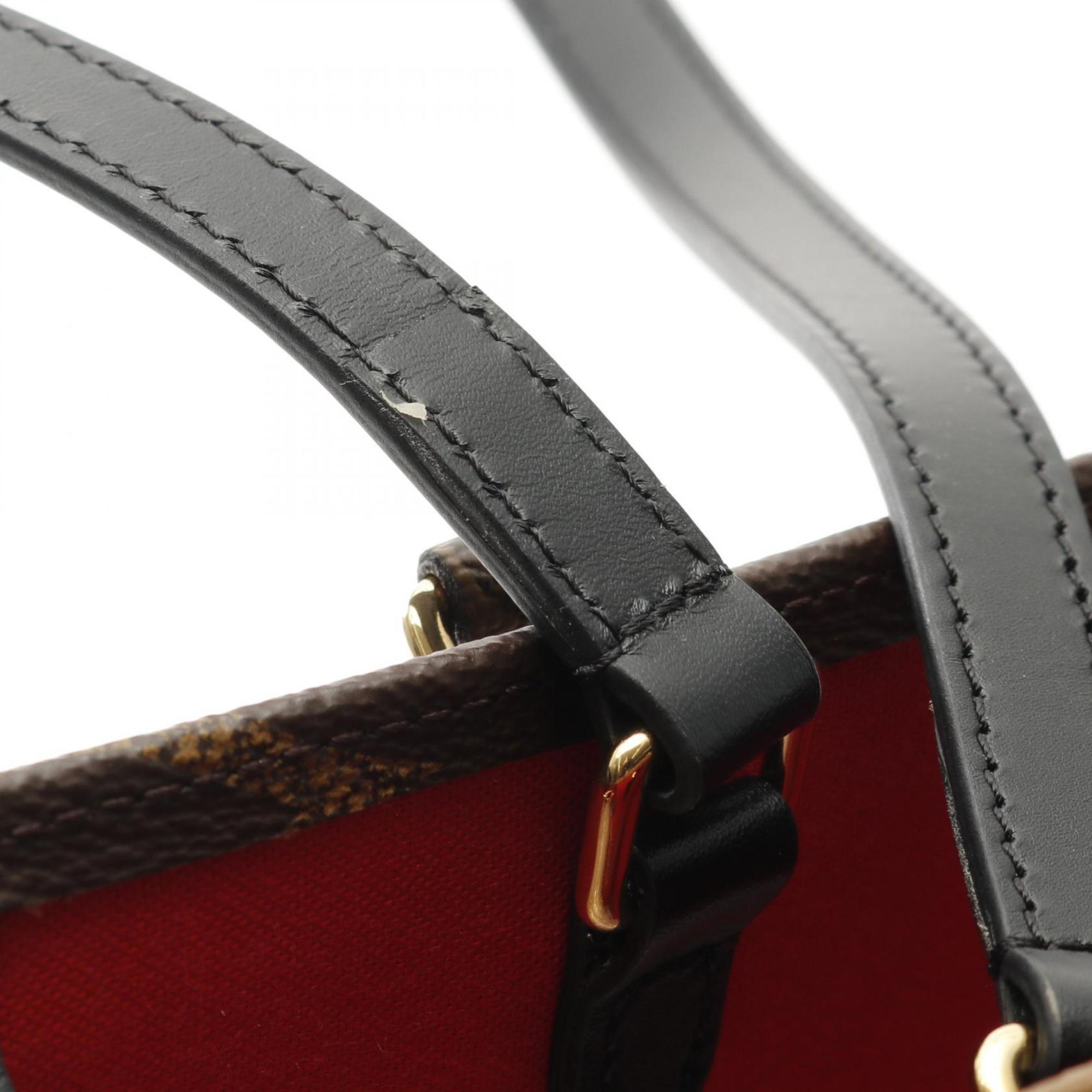 Louis Vuitton Beige Brown Coated Canvas Tote Bag