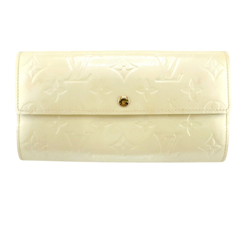 Louis Vuitton Cream White Monogram Vernis Long Wallet (Tri-Fold)