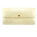 Louis Vuitton Cream White Monogram Vernis Long Wallet (Tri-Fold)