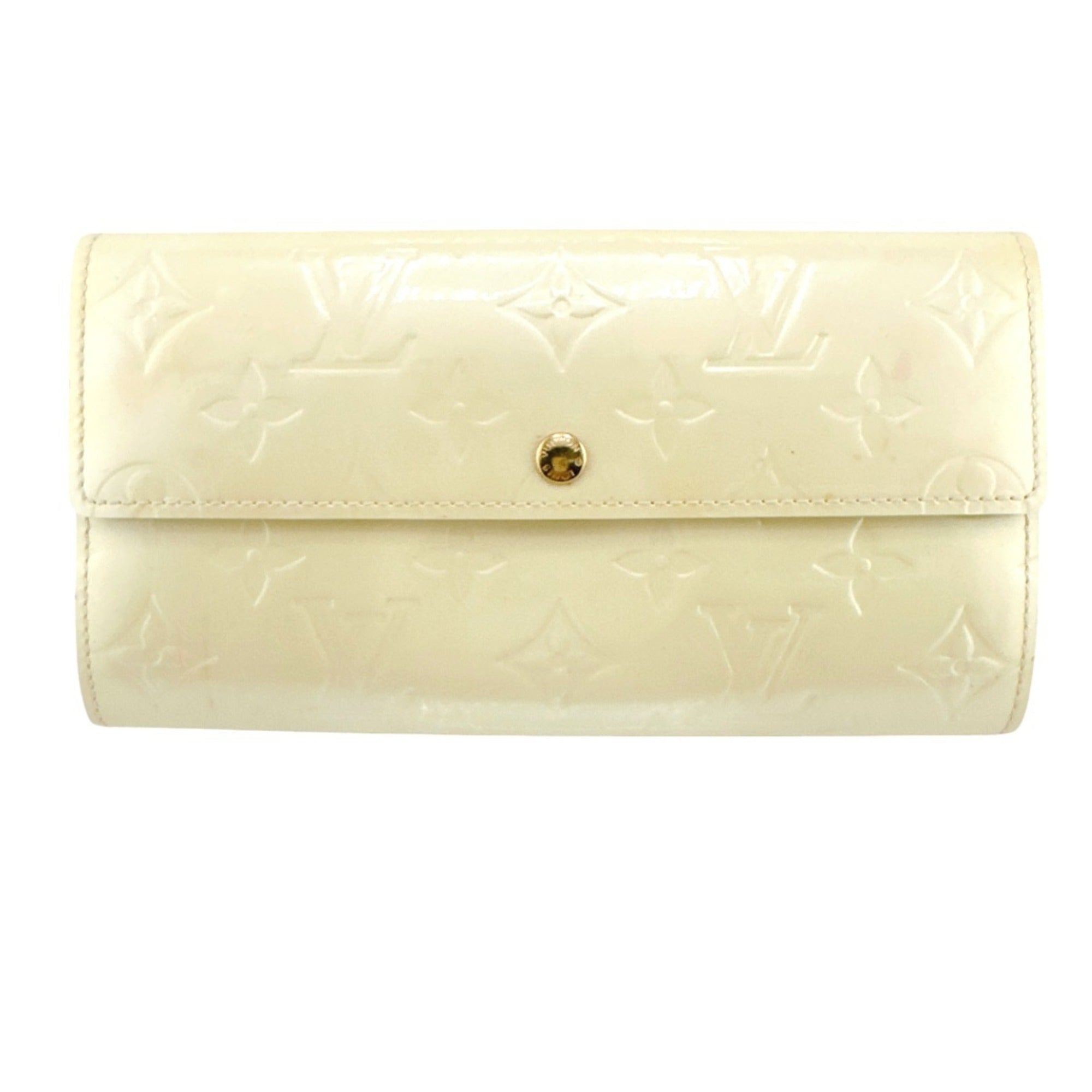 Louis Vuitton Cream White Monogram Vernis Long Wallet (Tri-Fold)