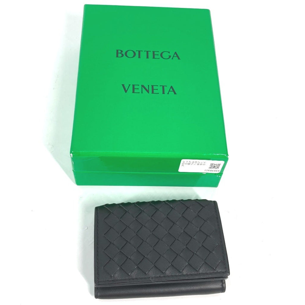 Bottega Veneta Black Intrecciato Wallet (Tri-Fold)