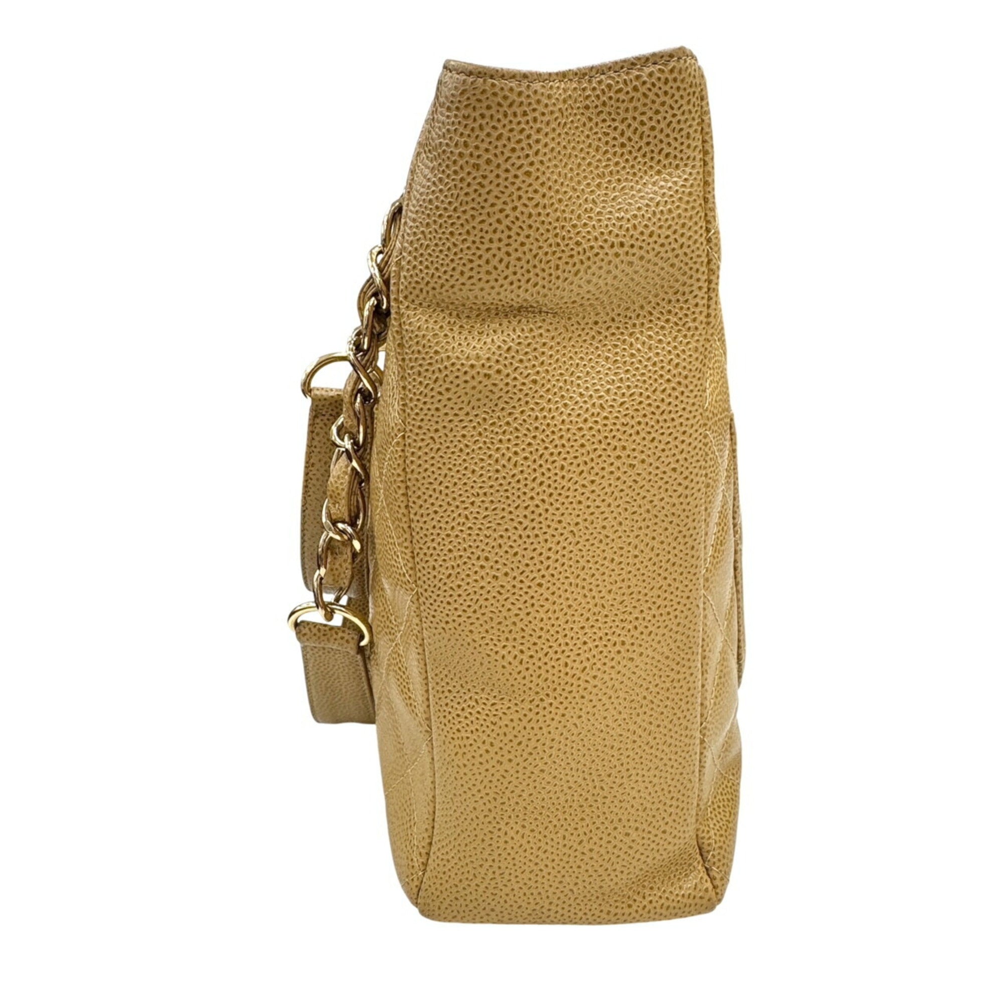 Chanel Beige Grained Calfskin Tote Bag