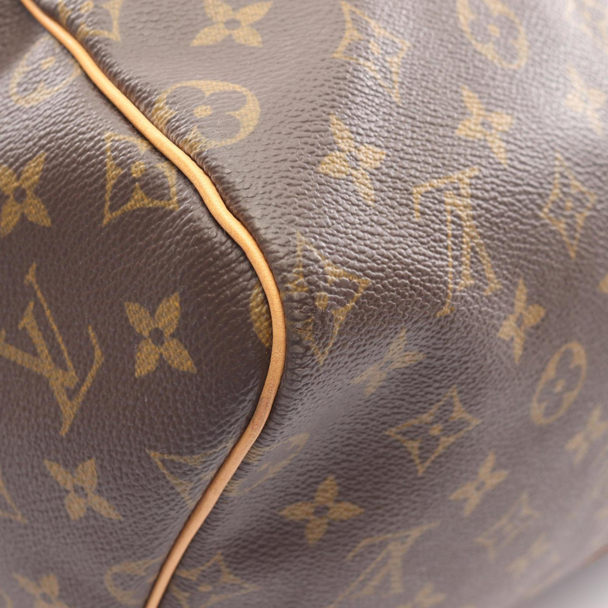 Louis Vuitton Brown Coated Canvas Leather Boston Bag Handbag