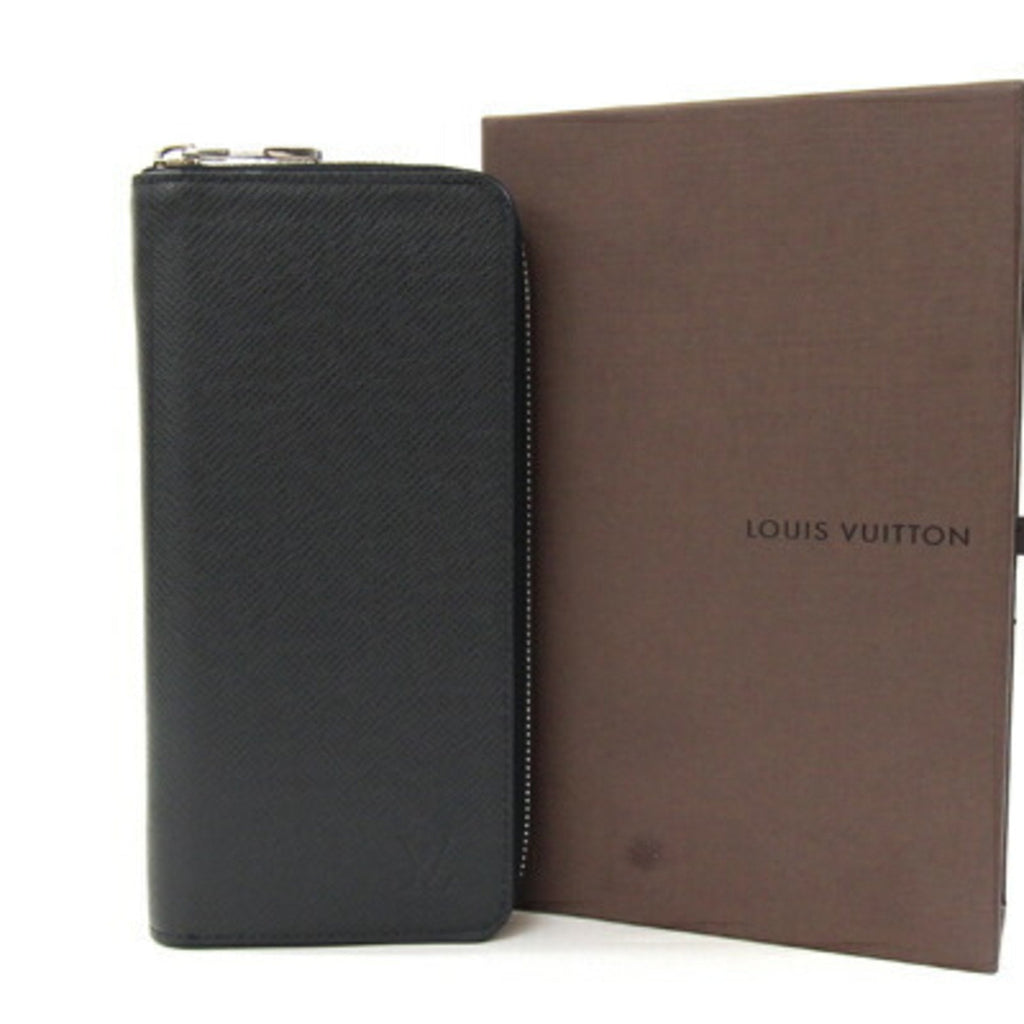 Louis Vuitton Black Noir Taiga Leather Leather Long Wallet