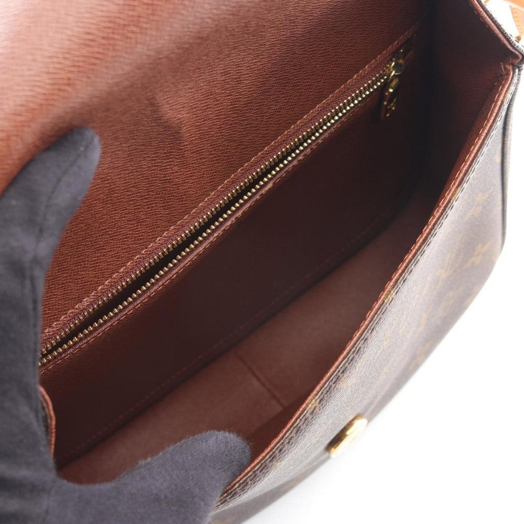 Louis Vuitton Brown Coated Canvas Leather Shoulder Bag