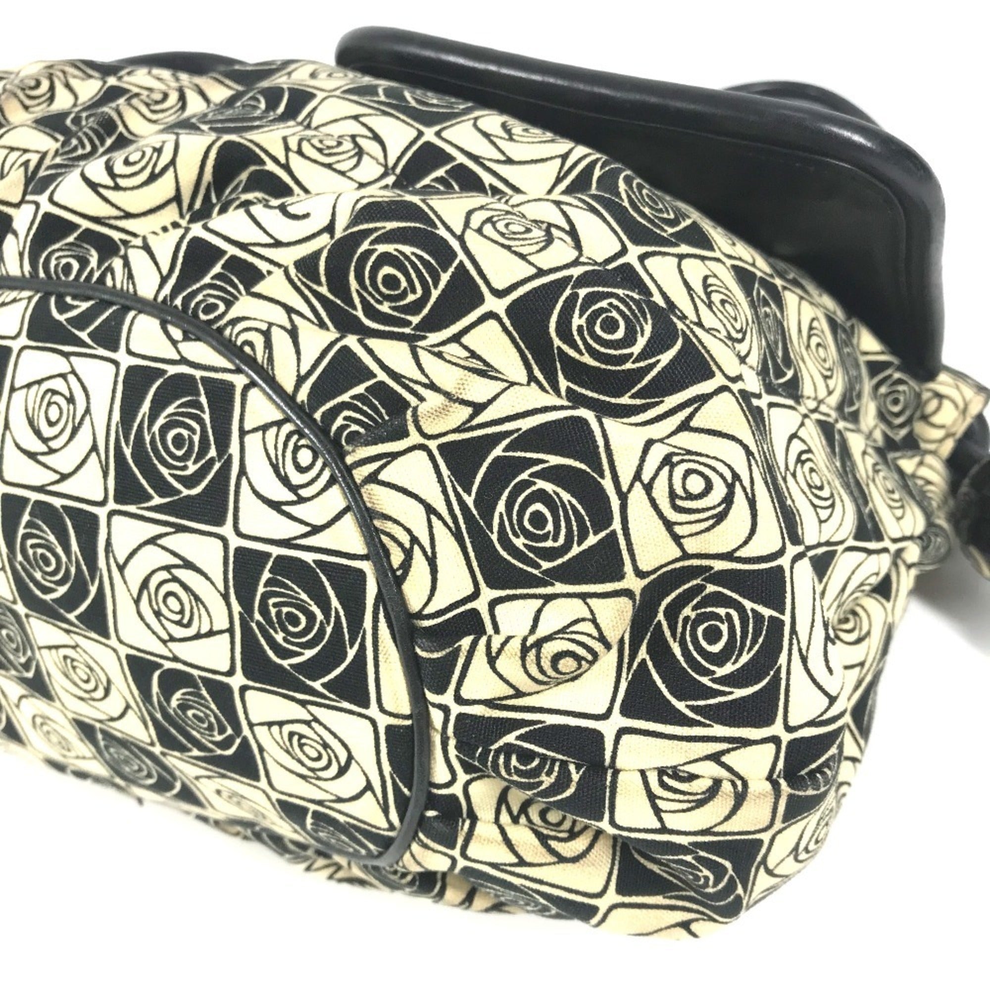 Chanel Camellia Black White Canvas Shoulder Bag Tote Bag