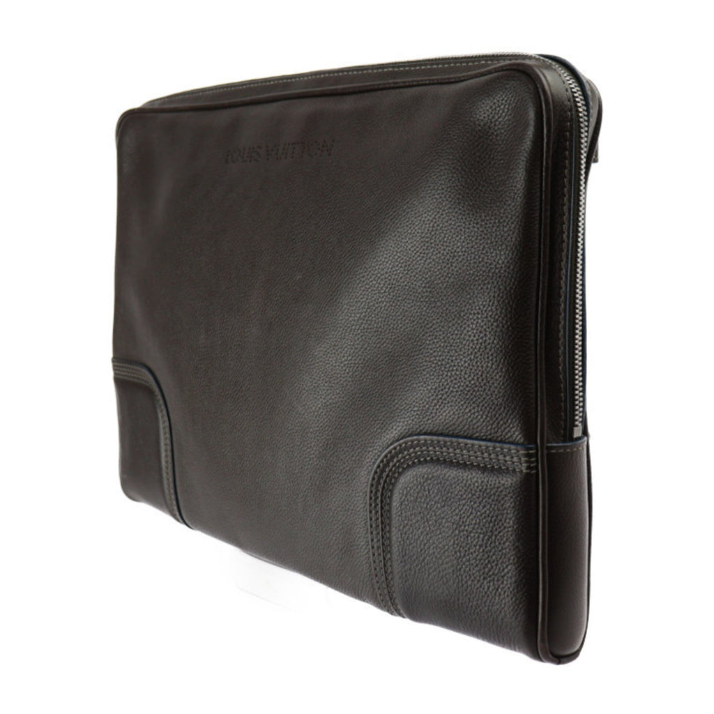 Louis Vuitton Brown Leather Clutch Bag Handbag