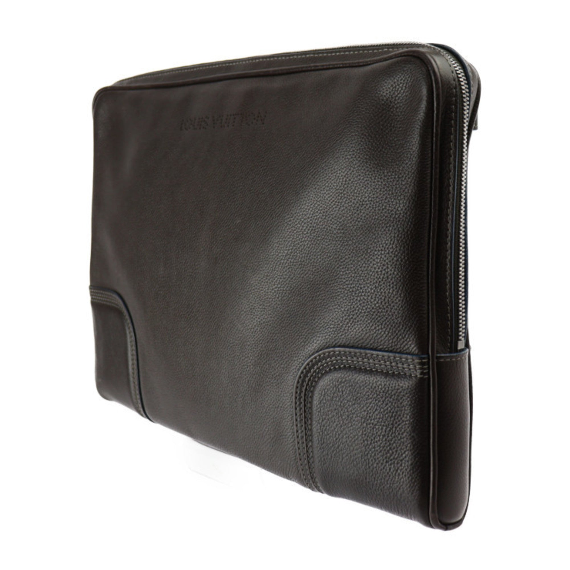 Louis Vuitton Brown Leather Clutch Bag Handbag