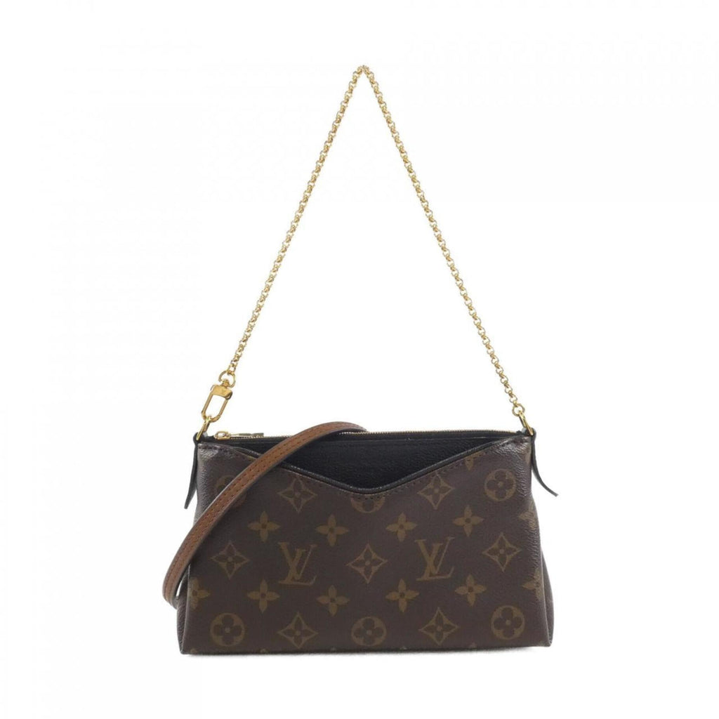 Louis Vuitton Monogram Black Marron Coated Canvas Shoulder Bag