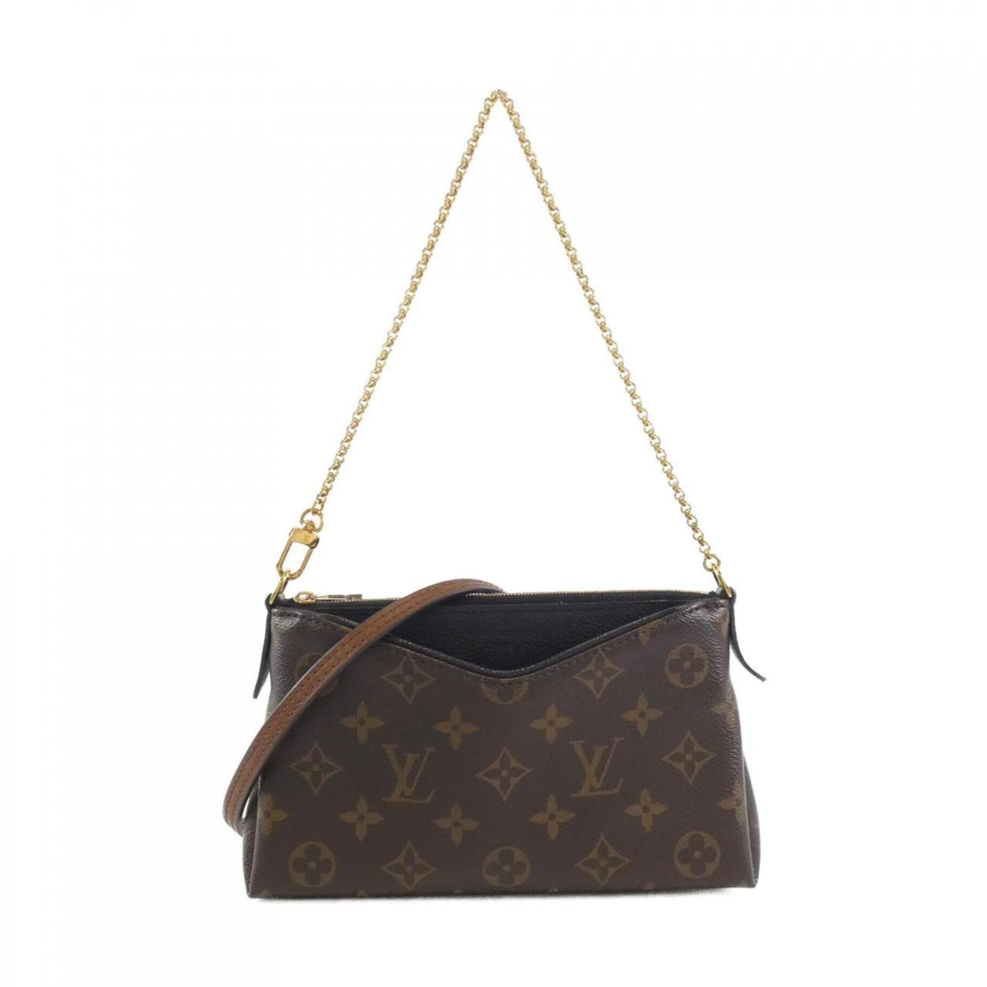 Louis Vuitton Monogram Black Marron Coated Canvas Shoulder Bag