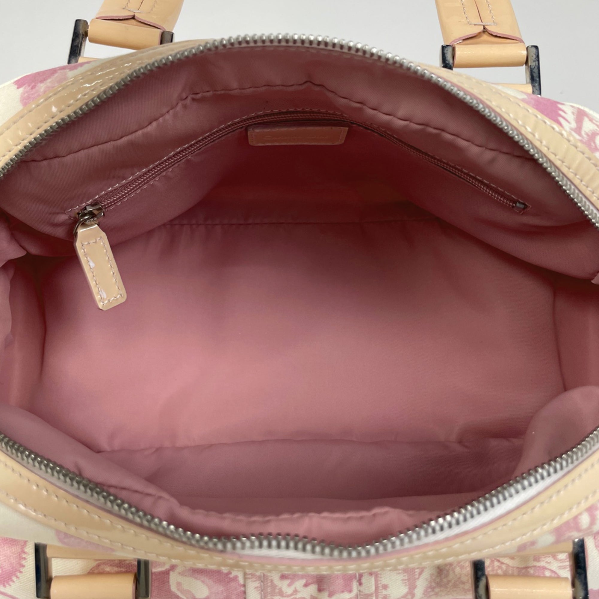 Christian Dior Pink Beige Canvas Leather Handbag (Pre-Owned)