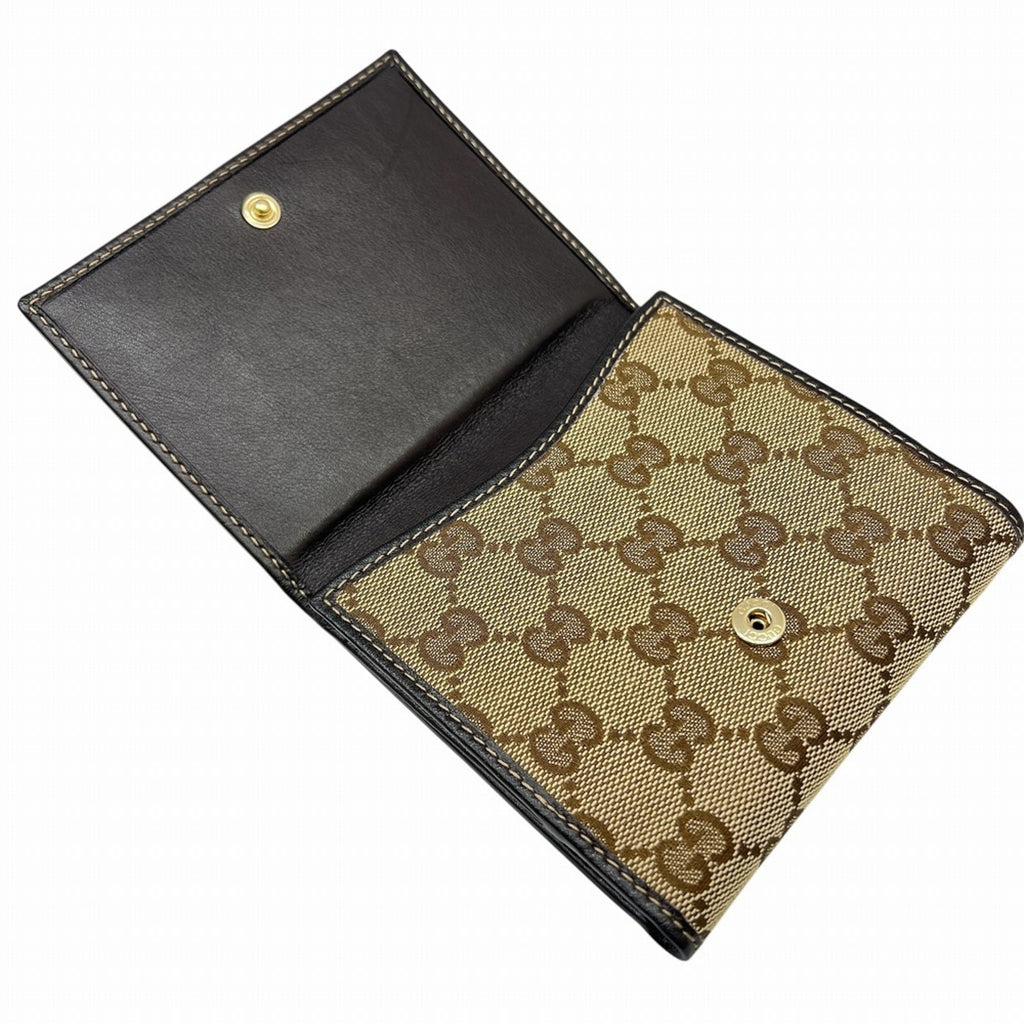 Gucci Beige Brown Canvas Leather Wallet (Bi-Fold) (Pre-Owned)