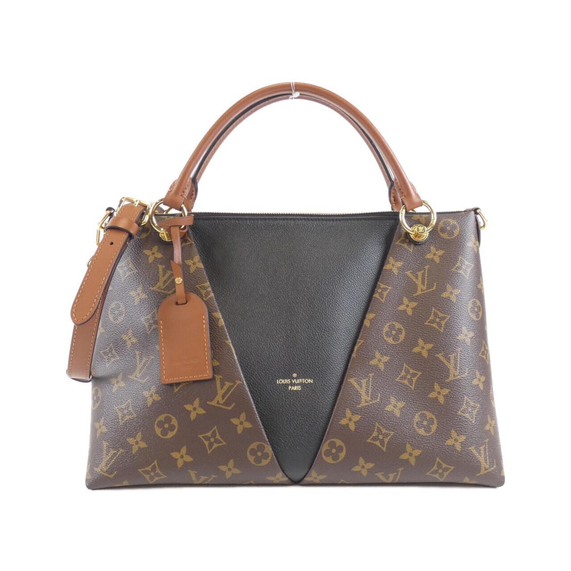 Louis Vuitton Black Marron Coated Canvas Leather Handbag