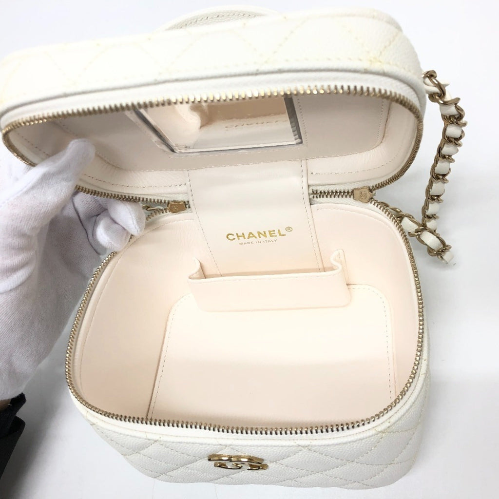 Chanel Caviar Skin White Caviar Leather Handbag Shoulder Bag Vanity Bag