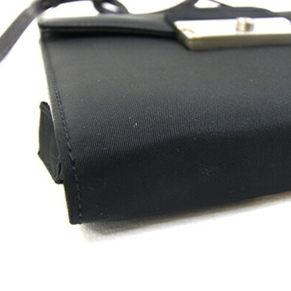 Prada Black Nylon Leather Pochette Shoulder Bag