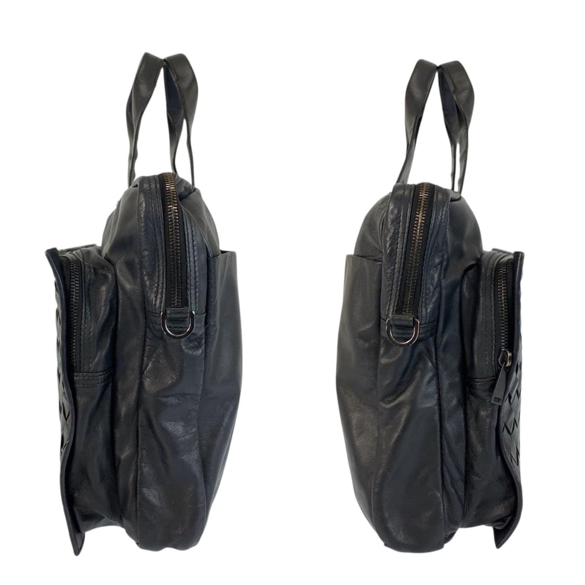 Bottega Veneta Black Leather Briefcase Shoulder Bag