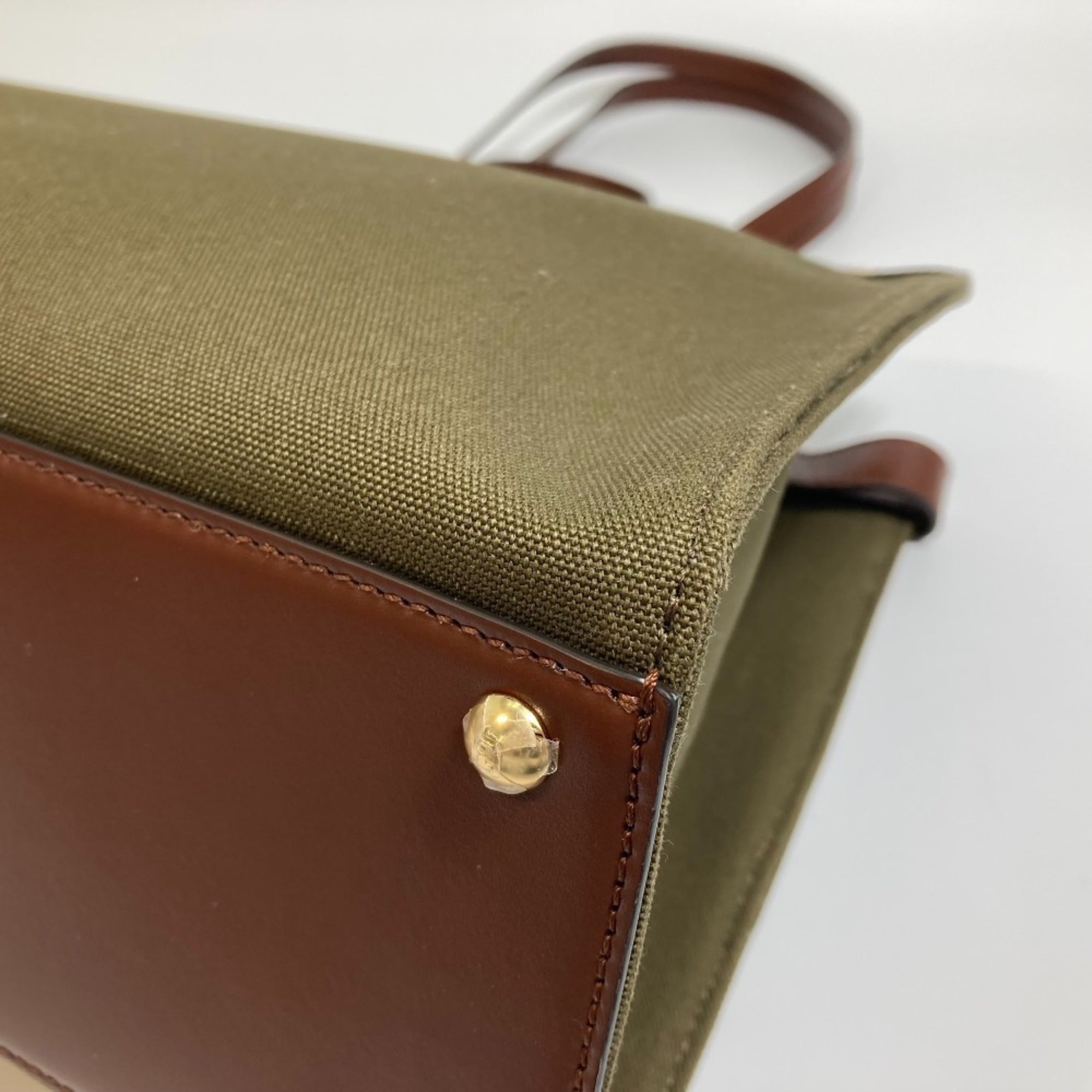 Fendi Green Cotton Shoulder Bag Tote Bag