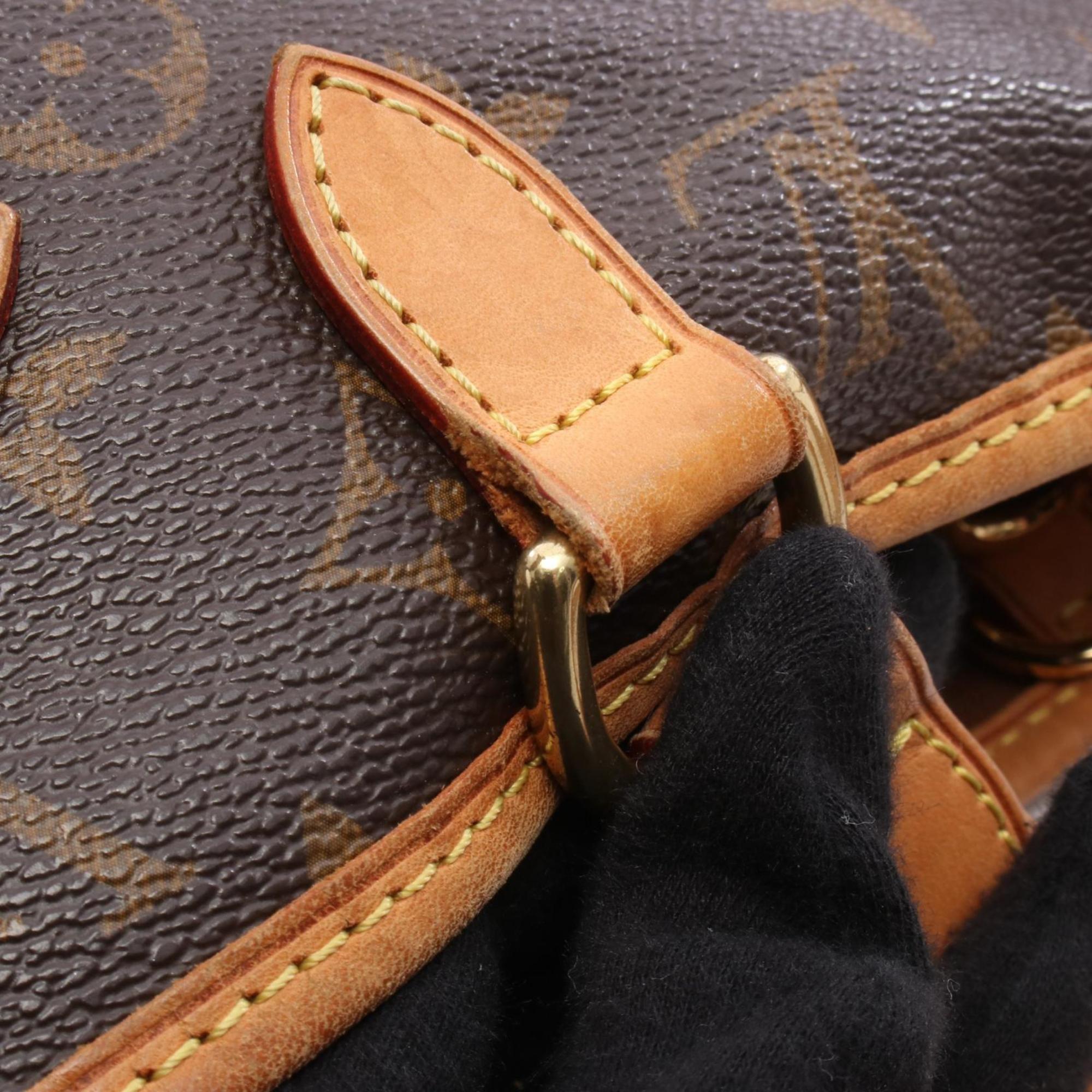 Louis Vuitton Monogram Brown Coated Canvas Leather Tote Bag