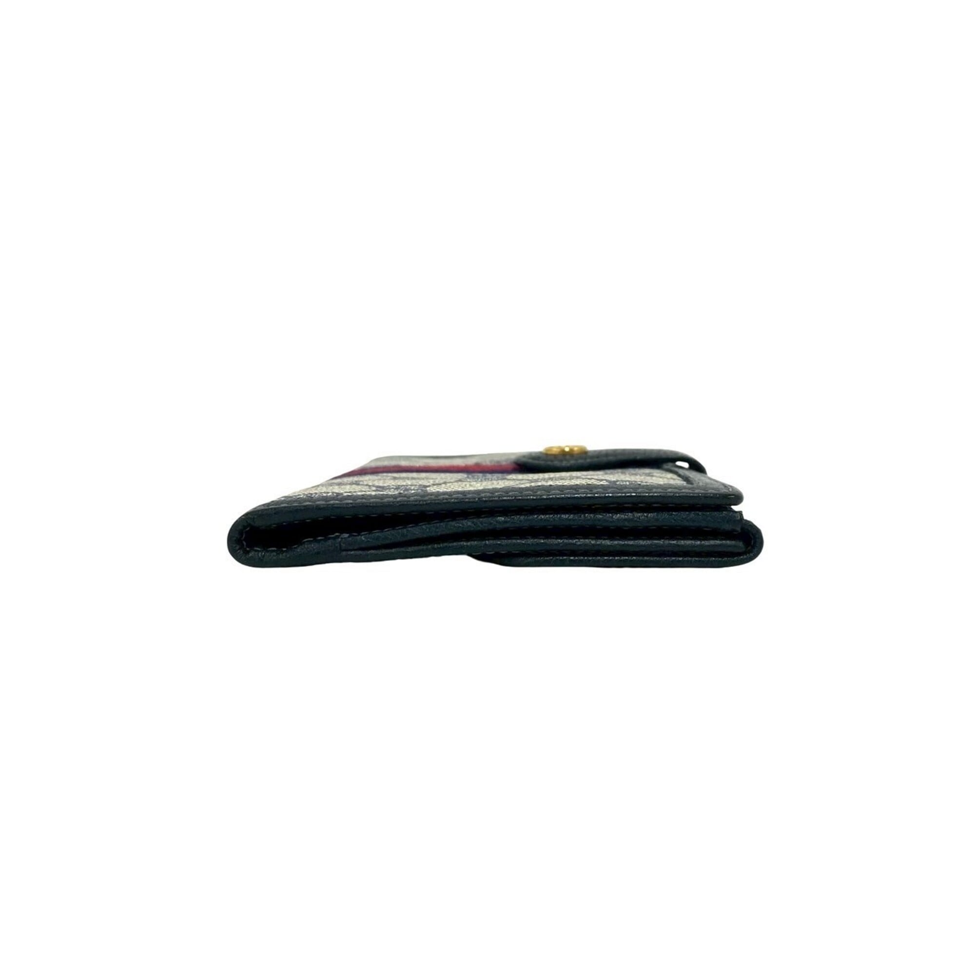 Gucci Navy Red Color Leather Pvc Long Wallet (Bi-Fold) (Pre-Owned)