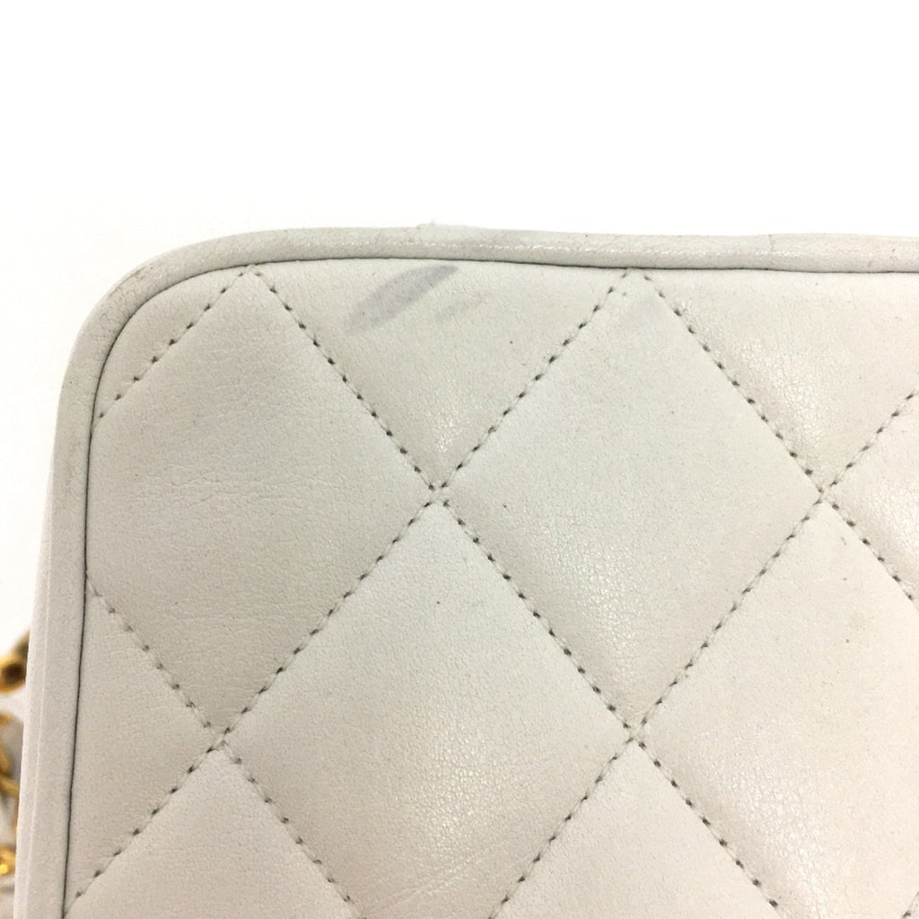 Chanel White Leather Shoulder Bag