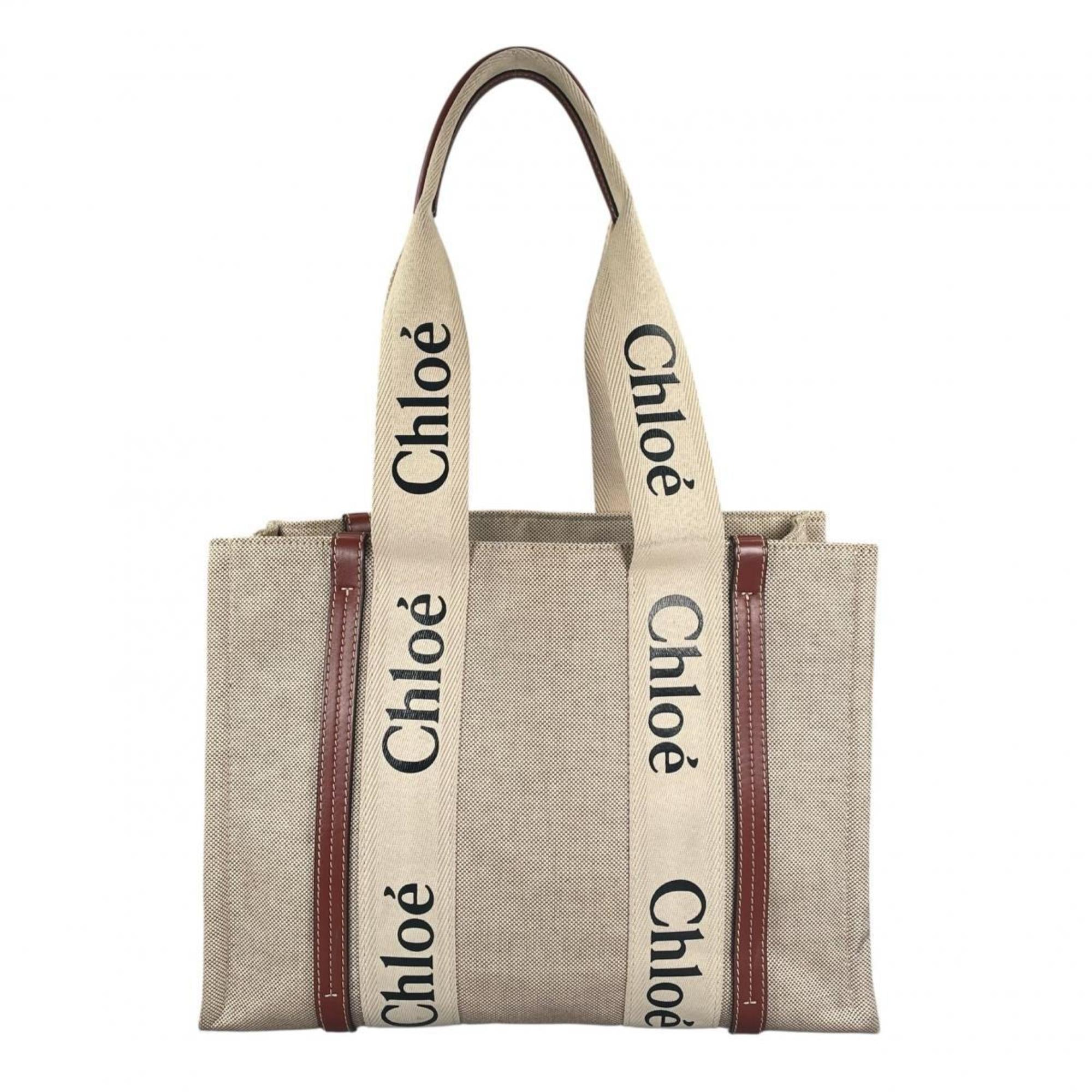 Chloé Beige Linen Leather Handbag (Pre-Owned)