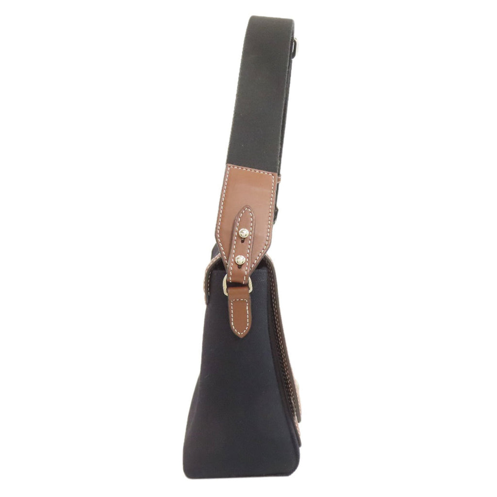 Burberry Black Brown Canvas Leather Shoulder Bag