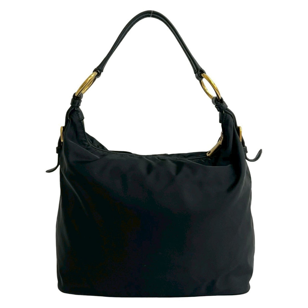Prada Black Nylon Leather Handbag Shoulder Bag Tote Bag