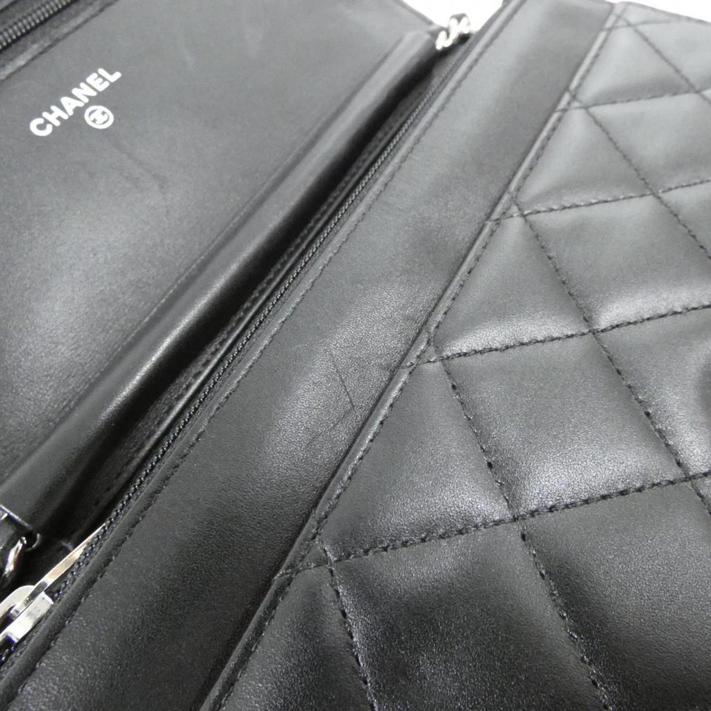 Chanel Cambon Black Leather Chain/Shoulder Wallet