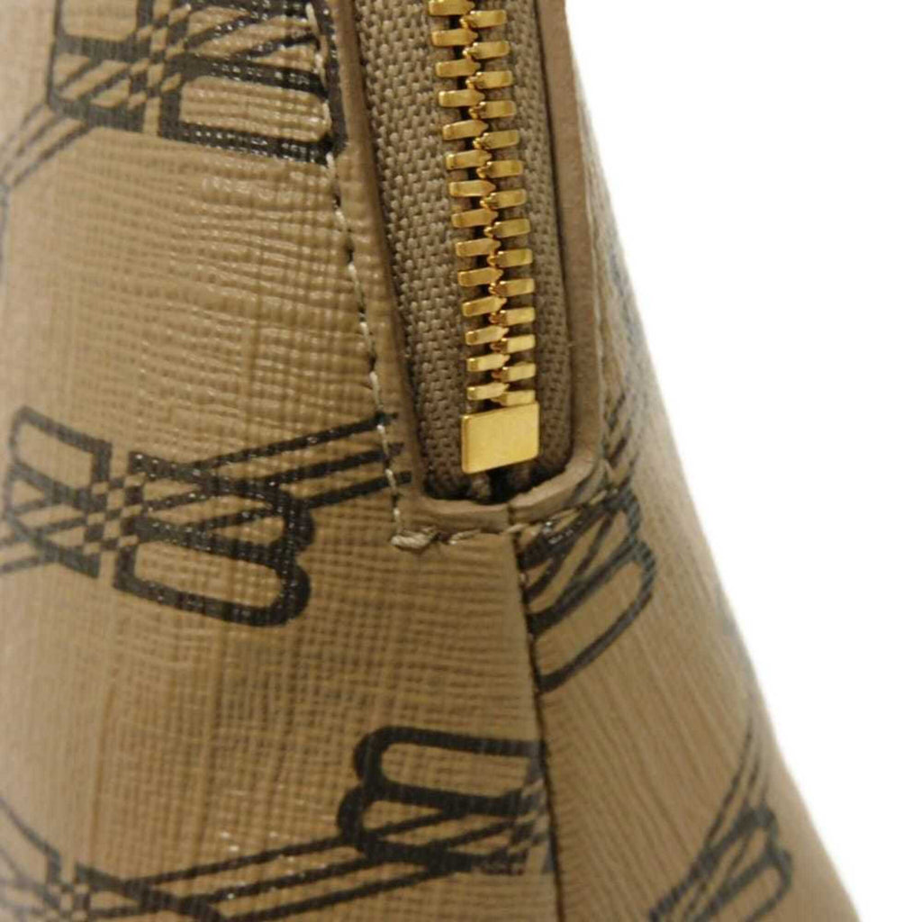 Balenciaga Beige Brown Coated Canvas Leather Clutch Bag Pouch