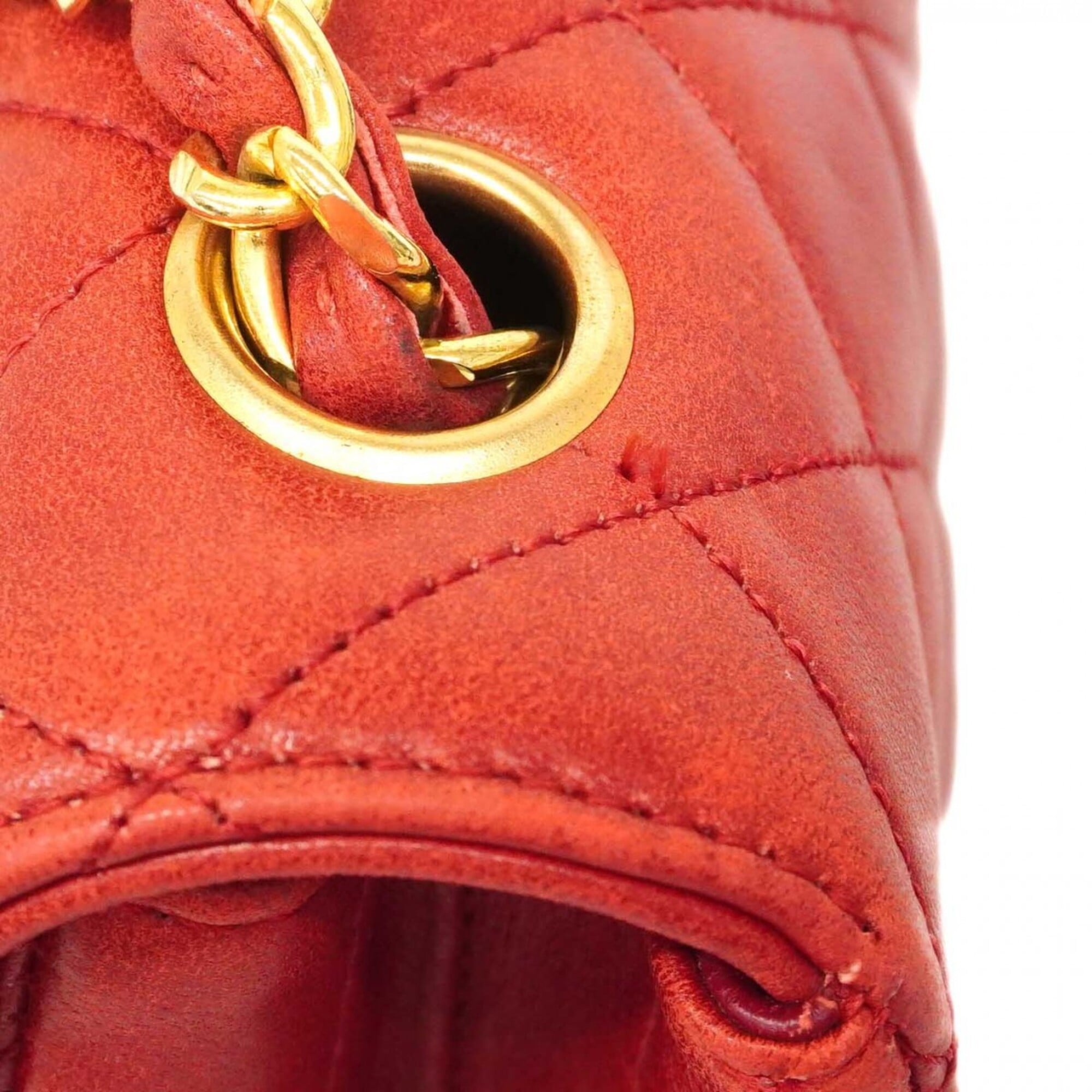 Chanel Red Color Leather Shoulder Bag