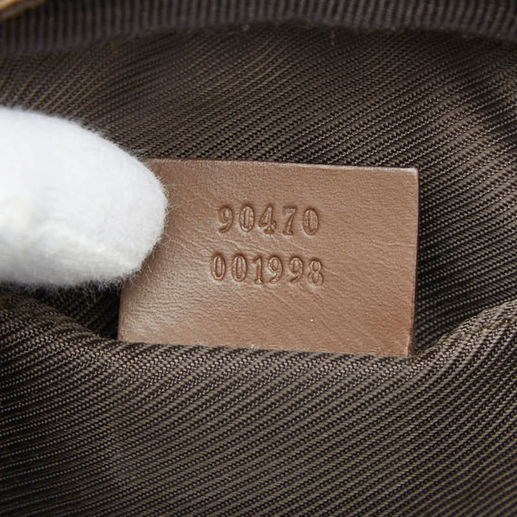 Gucci Beige Brown Canvas Leather Shoulder Bag (Pre-Owned)