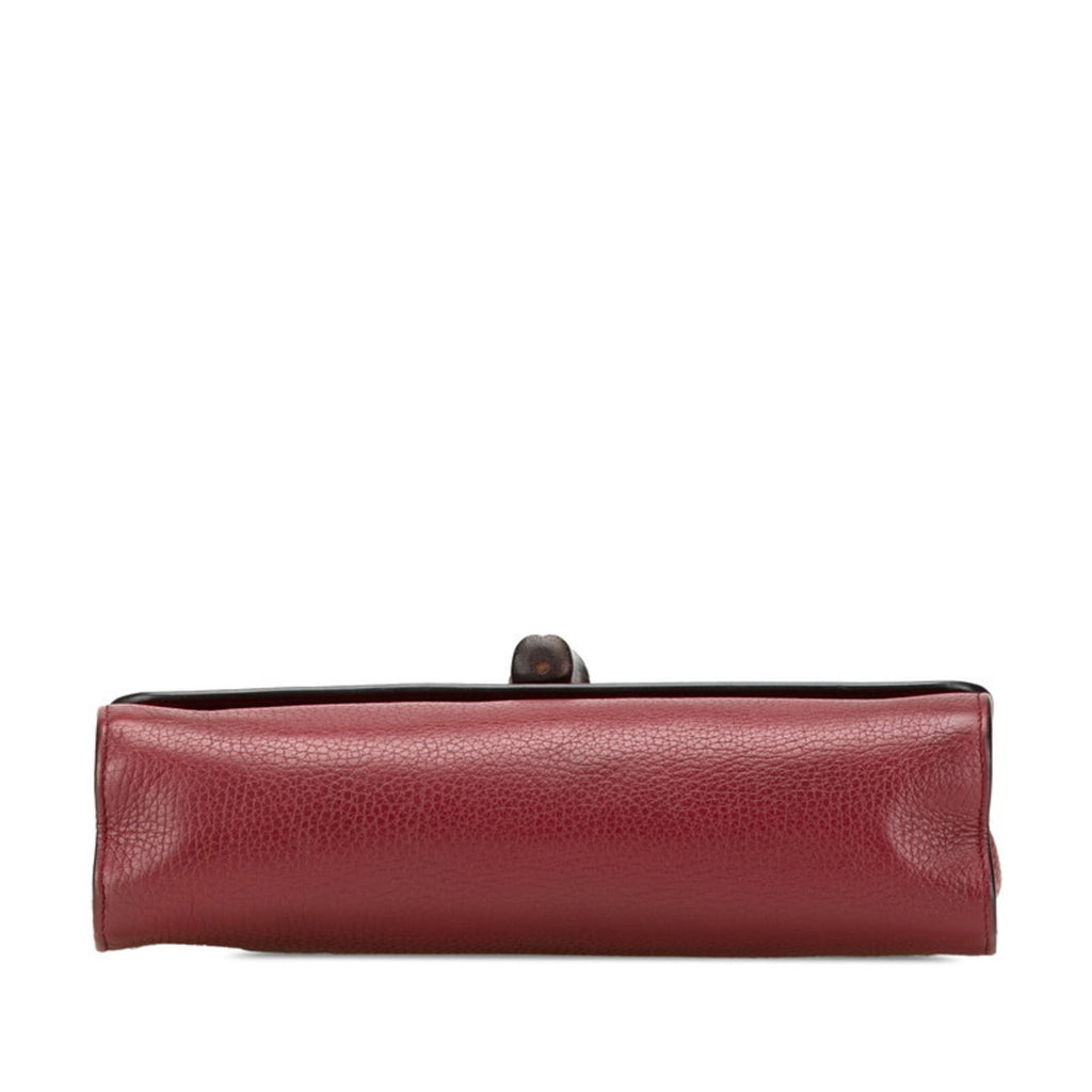 Gucci Red Color Wine Leather Shoulder Bag (Pre-Owned)