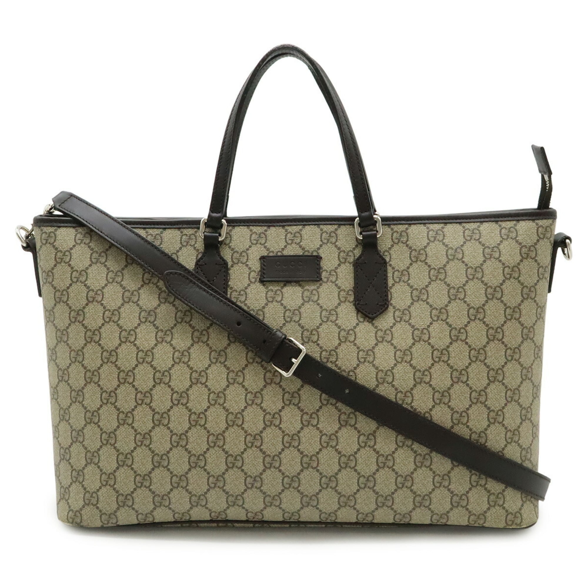 Gucci Beige Dark Brown Gg Supreme Shoulder Bag Tote Bag (Pre-Owned)