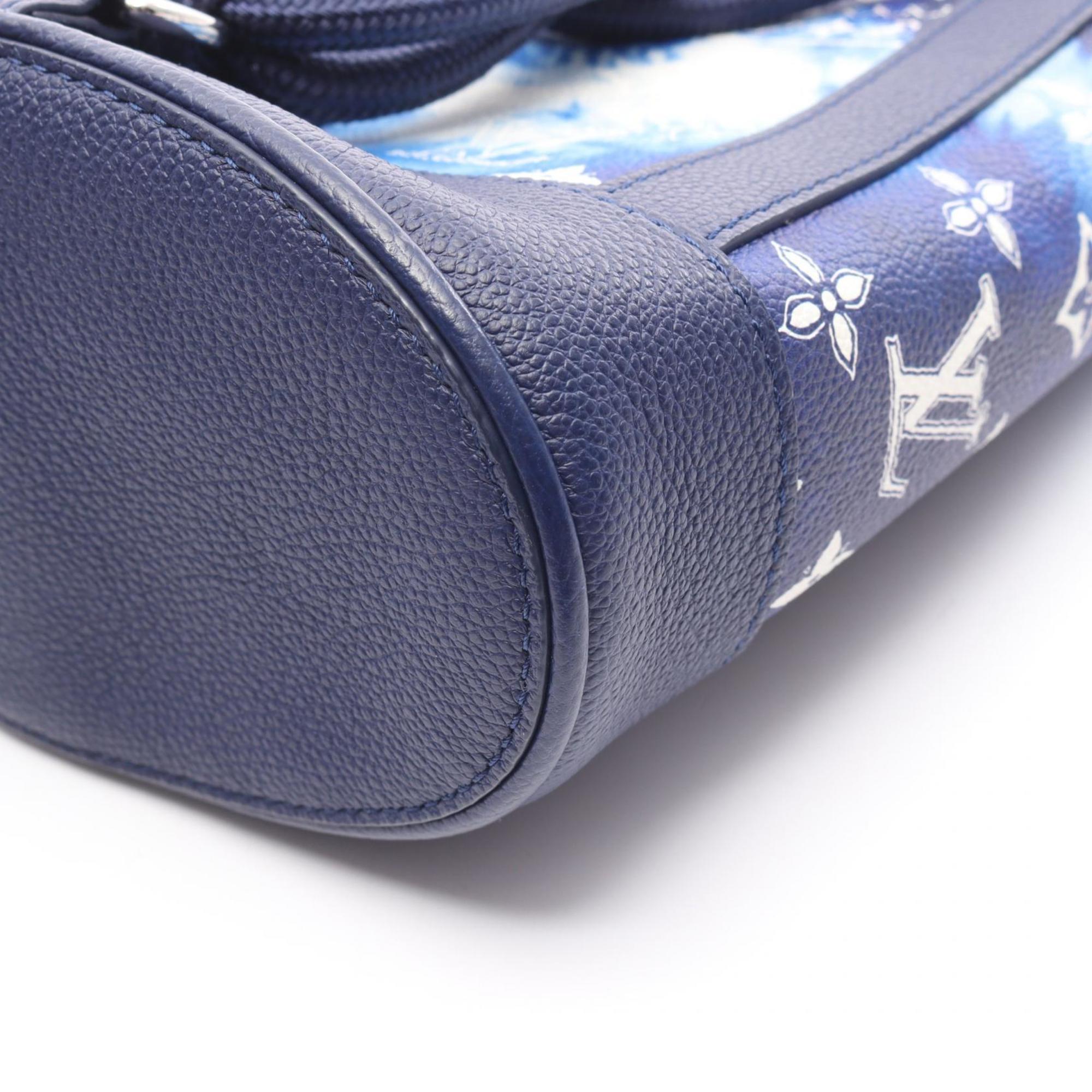 Louis Vuitton Blue Leather Coated Canvas Shoulder Bag