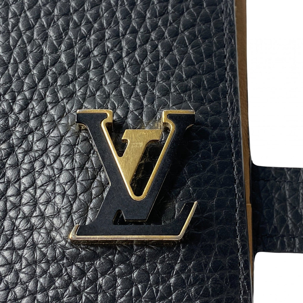 Louis Vuitton Beige Black Leather Wallet