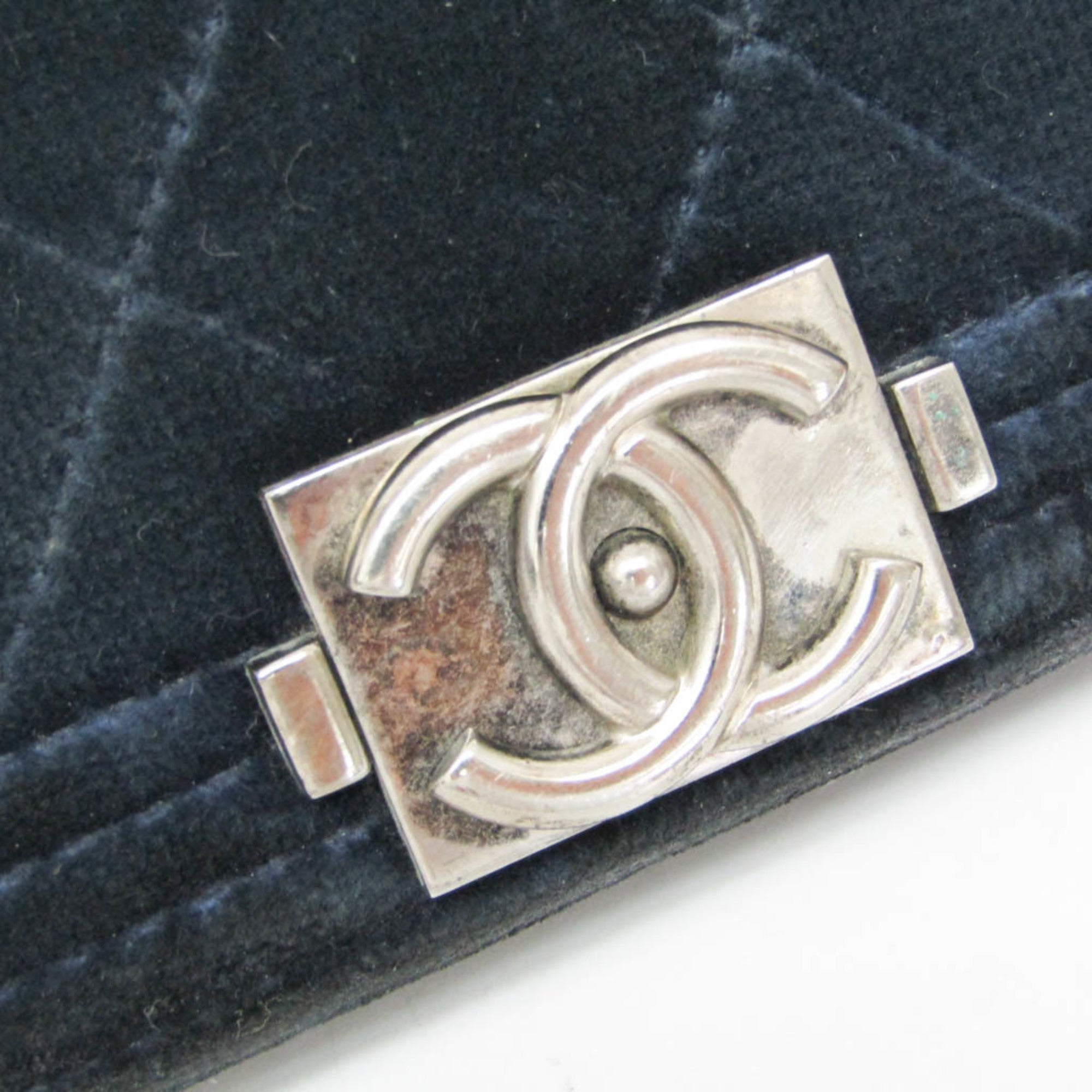 Chanel Boy Chanel Dark Navy Leather Long Wallet (Bi-Fold)