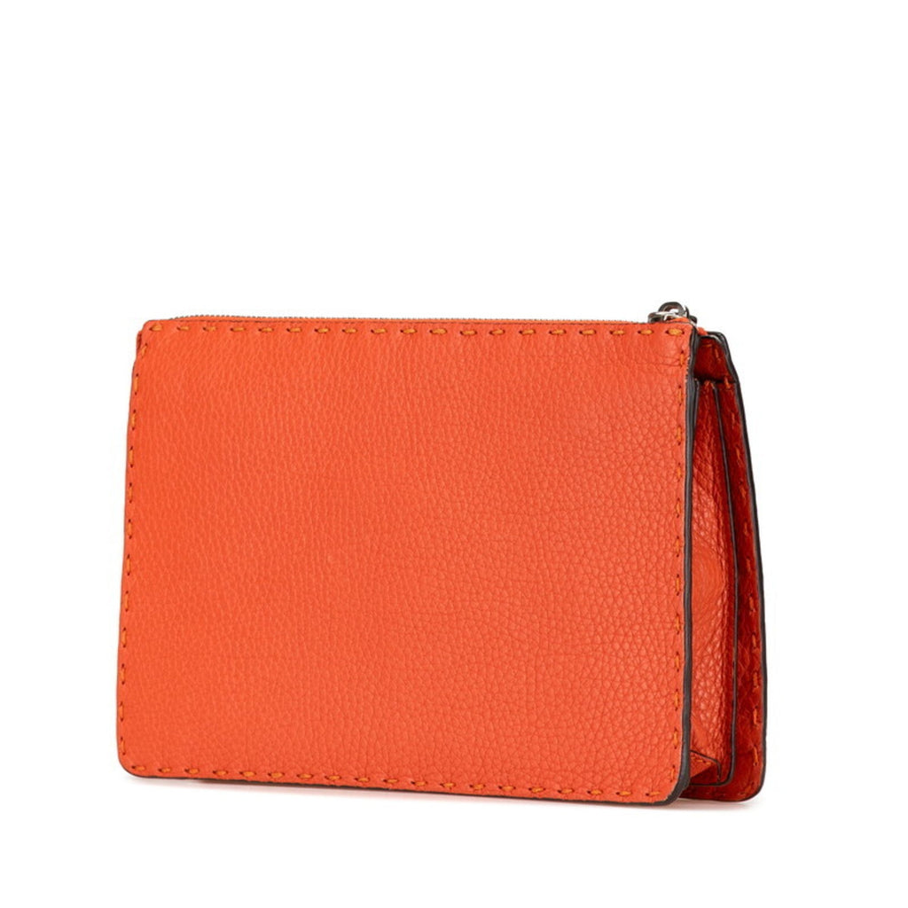 Fendi Orange Leather Clutch Bag