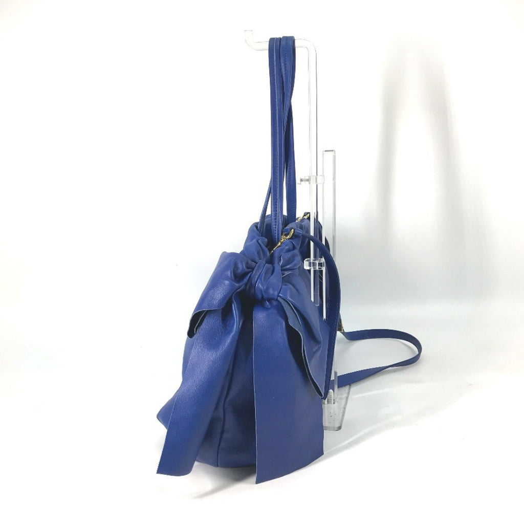 Prada Blue Leather Handbag Shoulder Bag Tote Bag