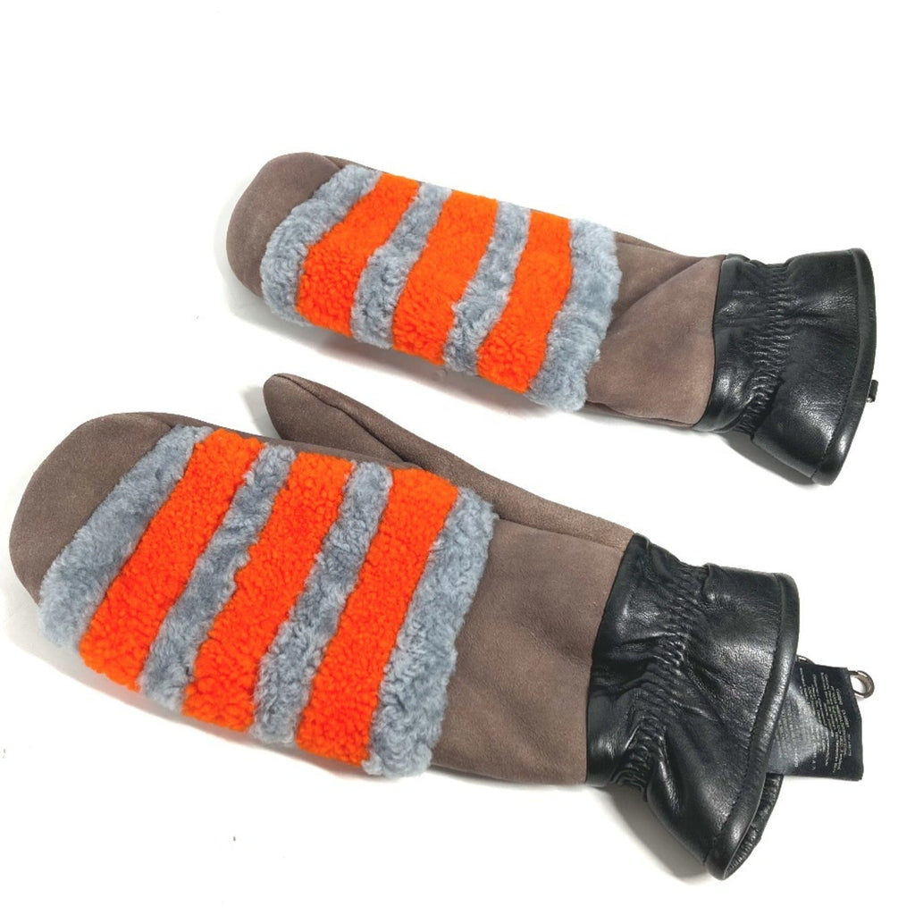 Fendi Gray Orange Angora Warm Gloves
